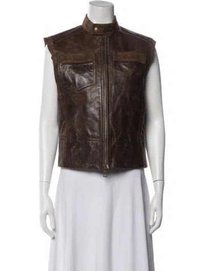 Pre-owned Dsquared2 Vintage Leather Vest In Brown