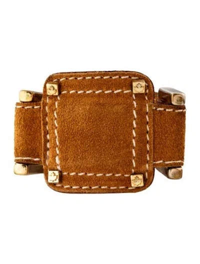 Pre-owned Dsquared2 Vintage Leather Wrap Bracelet, 6.25" In Brown/white