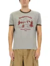 Dsquared2 Vintage Print Relaxed-fit T-shirt With Contrasting Trim In Grey