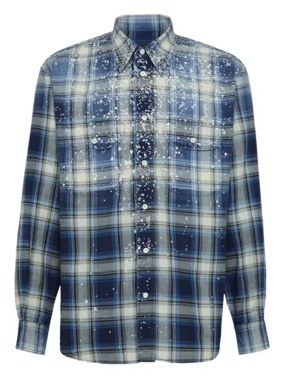 Dsquared2 Multicolor Checkered Shirt In Blue