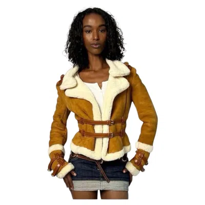 Pre-owned Dsquared2 D'squared2 Vintage Suede & Shearling Bondage Jacket Runway Fw 2003 In Brown