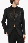 Dsquared2 Virgin Wool And Silk 2 Buttons Blazer With Flap Pockets In Black
