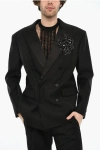 Dsquared2 Virgin Wool And Silk Blazer With Jewels Grösse 54 In Black