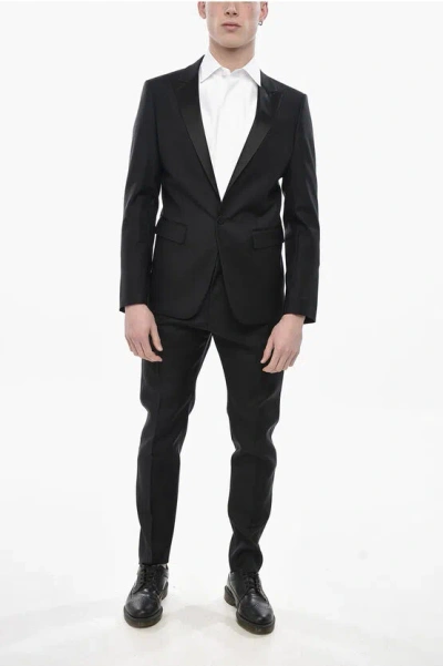 Dsquared2 Virgin Wool And Silk Tuxedo Suit Berlin With Peak Lapels In Black
