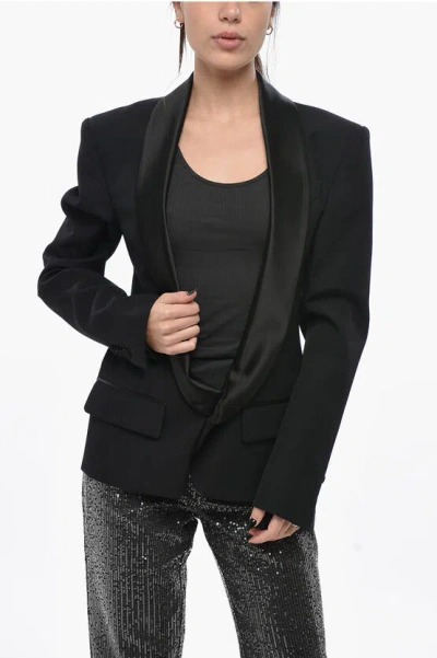 Dsquared2 Virgin Wool Blazer With Satin Shawl Lapel In Black