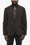 Dsquared2 Virgin Wool Blend 1 Buttons Blazer With Faux Leather Details