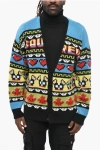 Dsquared2 Virgin Wool Blend Ciro Cardigan With V-neck In Blue