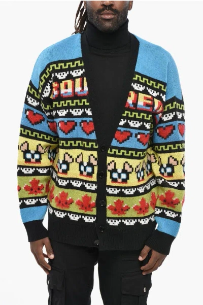 DSQUARED2 VIRGIN WOOL BLEND CIRO CARDIGAN WITH V-NECK