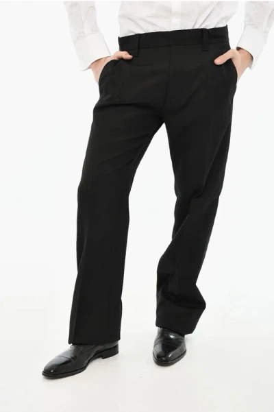Dsquared2 Virgin Wool Blend Pants With Hidded Closure In Black