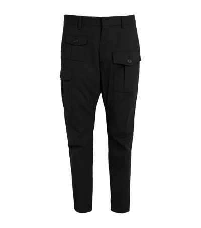 Dsquared2 Virgin Wool-blend Sexy Cargo Trousers In Black