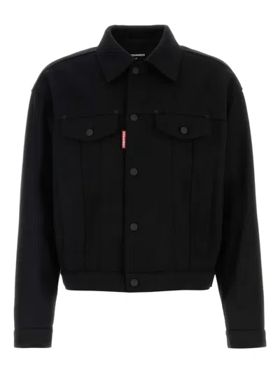 Dsquared2 Virgin Wool-blend Shirt Jacket In Black
