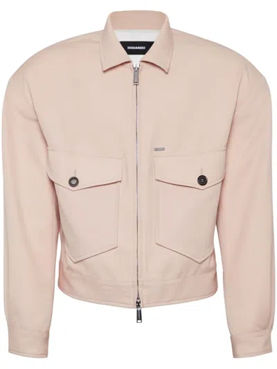 Dsquared2 Virgin Wool Bomber Jacket In Pink
