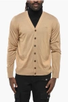 Dsquared2 Virgin Wool Cardigan With Embossed Monogram In Nude