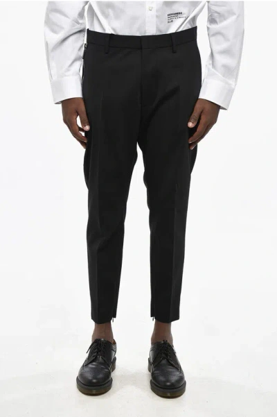 Dsquared2 Virgin Wool Ceresio 9 Pants With Ankle Zip In Black