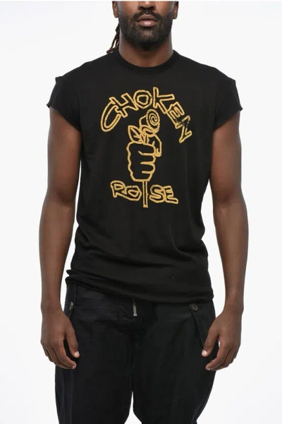 Dsquared2 Virgin Wool Choke Fit Crew-neck T-shirt In Black