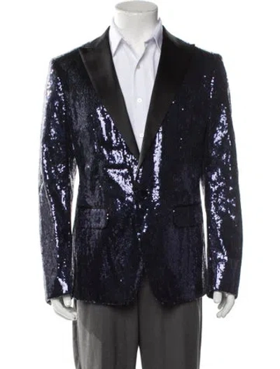 Pre-owned Dsquared2 Virgin Wool Colorblock Pattern Tuxedo W/ Tags In Blue