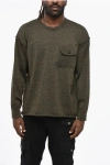 Dsquared2 Virgin Wool Crew-neck Sweater With Breast Pocket In Brown