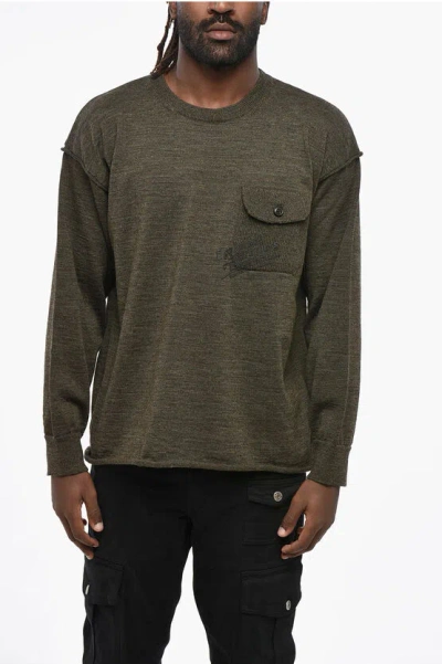 DSQUARED2 VIRGIN WOOL CREW-NECK SWEATER WITH BREAST POCKET