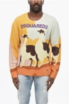Dsquared2 Virgin Wool Crew-neck Sweater With Llama Print In Multi