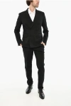 Dsquared2 Virgin Wool Double Breast Suit With Peak Lapel Grösse 50 In Black