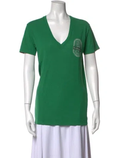 Pre-owned Dsquared2 Virgin Wool Graphic Print T-shirt In Green