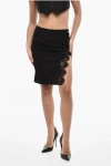 Dsquared2 Virgin Wool Miniskirt With Side Split And Lace
