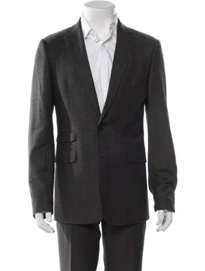 Pre-owned Dsquared2 Virgin Wool Plaid Print Blazer In Gray