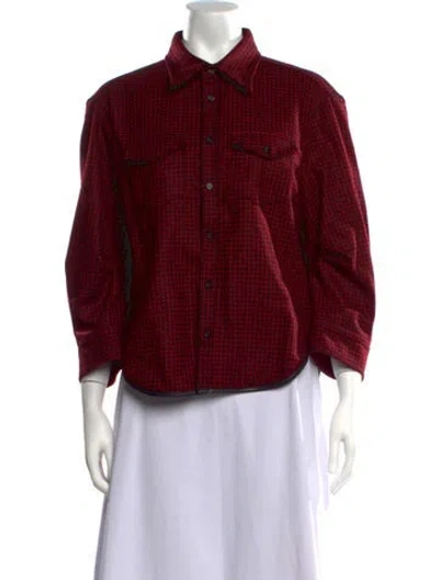 Pre-owned Dsquared2 Virgin Wool Plaid Print Button-up Top In Red