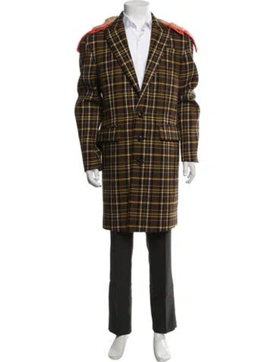Pre-owned Dsquared2 Virgin Wool Plaid Print Coat In Multicolor