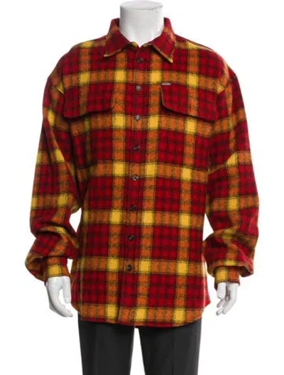 Pre-owned Dsquared2 Virgin Wool Plaid Print Jacket In Red