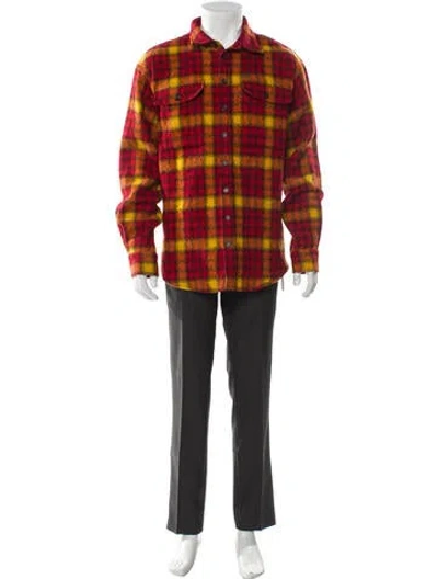 Pre-owned Dsquared2 Virgin Wool Plaid Print Overcoat In Red