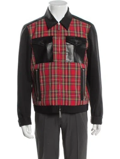 Pre-owned Dsquared2 Virgin Wool Plaid Print Trucker Jacket In Red