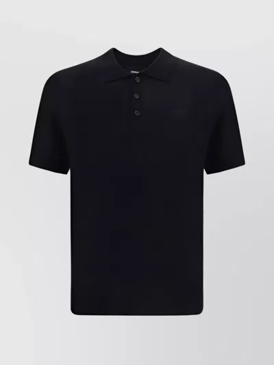 Dsquared2 Virgin Wool Polo Shirt With Short Sleeves In Black