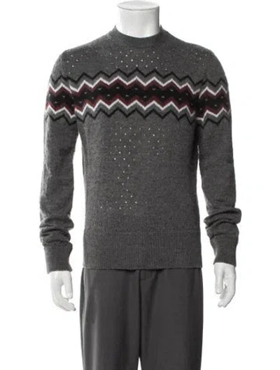 Pre-owned Dsquared2 Virgin Wool Printed Pullover In Gray