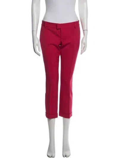 Pre-owned Dsquared2 Virgin Wool Straight Leg Pants In Red