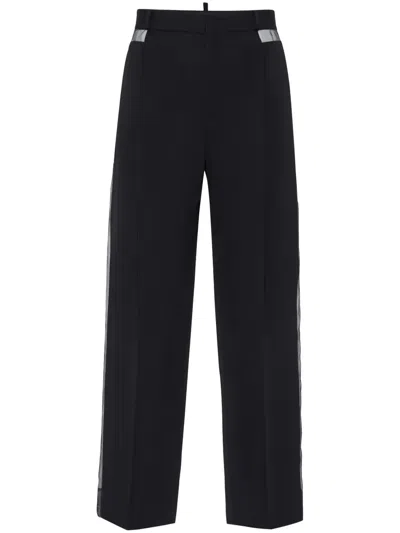 Dsquared2 Virgin Wool Straight-leg Trousers In Black