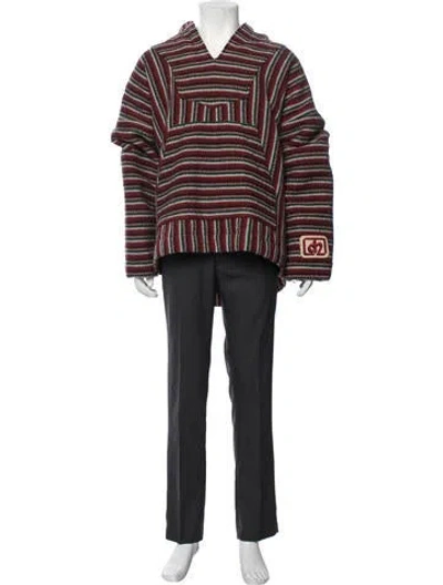 Pre-owned Dsquared2 Virgin Wool Striped Poncho In Red