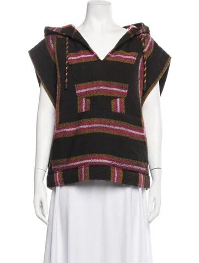 Pre-owned Dsquared2 Virgin Wool Striped Poncho W/ Tags In Black
