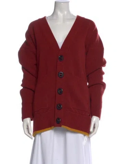 Pre-owned Dsquared2 Virgin Wool V-neck Sweater W/ Tags In Red