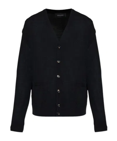 Dsquared2 V-neck Button-up Cardigan In Black