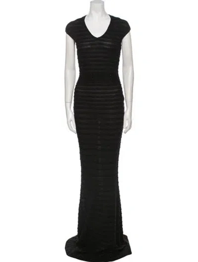 Pre-owned Dsquared2 V-neck Long Dress In Black