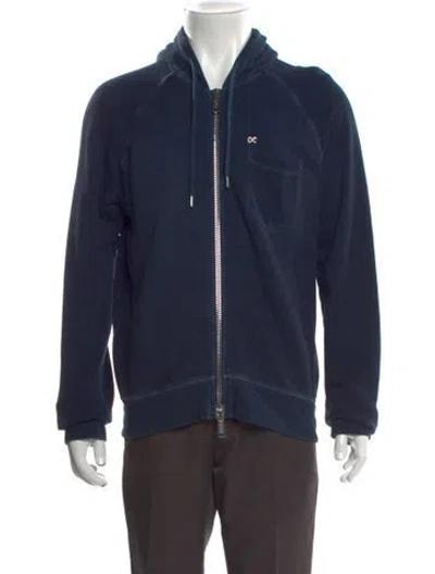 Pre-owned Dsquared2 V-neck Long Sleeve Hoodie In Blue