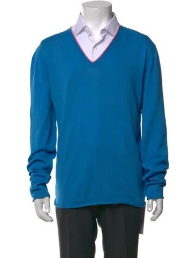 Pre-owned Dsquared2 V-neck Long Sleeve Pullover In Blue