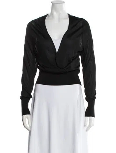 Pre-owned Dsquared2 V-neck Long Sleeve Top In Black
