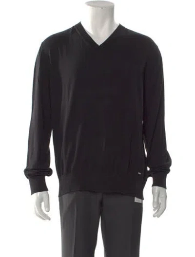 Pre-owned Dsquared2 V-neck Long Sleeve T-shirt In Black