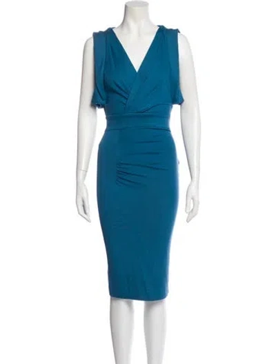 Pre-owned Dsquared2 V-neck Midi Length Dress In Blue