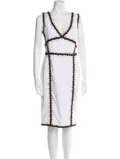 Pre-owned Dsquared2 V-neck Midi Length Dress W/ Tags In White