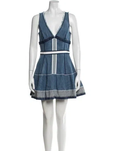 Pre-owned Dsquared2 V-neck Mini Dress In Blue