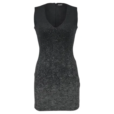 Pre-owned Dsquared2 V-neck Mini Dress In Grey Virgin Wool In Black