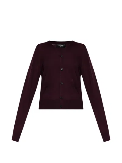 Dsquared2 V-neck Patch-pocket Cardigan In Purple